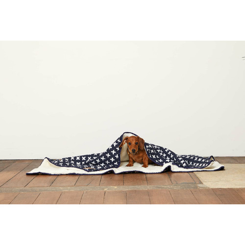 Navy Cross Fleece Dog Blanket