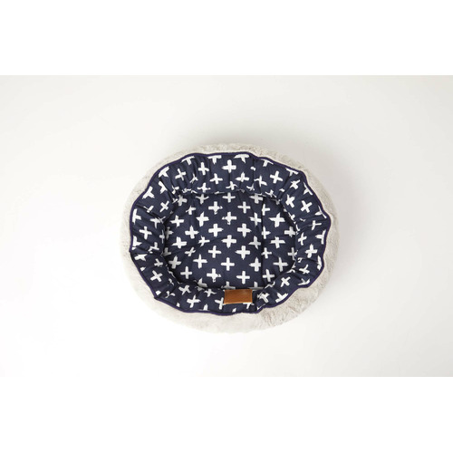 Navy Cross Reversible Cat Bed