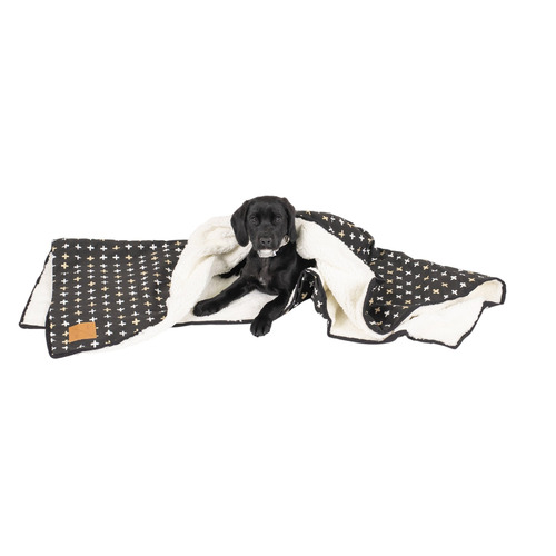 Black Metallic Cross Fleece Dog Blanket
