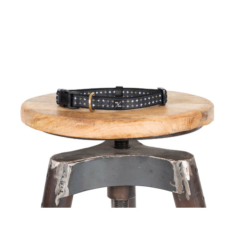 Black Metallic Cross Neoprene Dog Collar