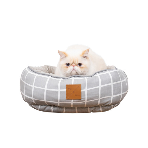 Grey Check Reversible Cat Bed | Temple & Webster