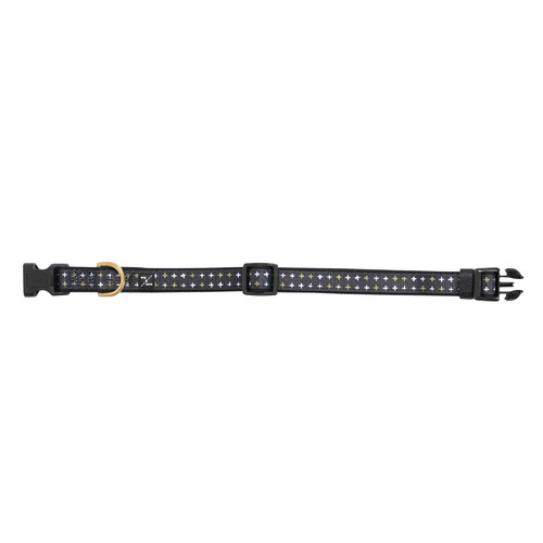 Black Metallic Cross Neoprene Dog Collar