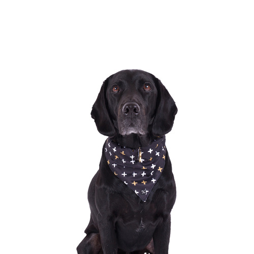 Black Metallic Cross Dog Bandana