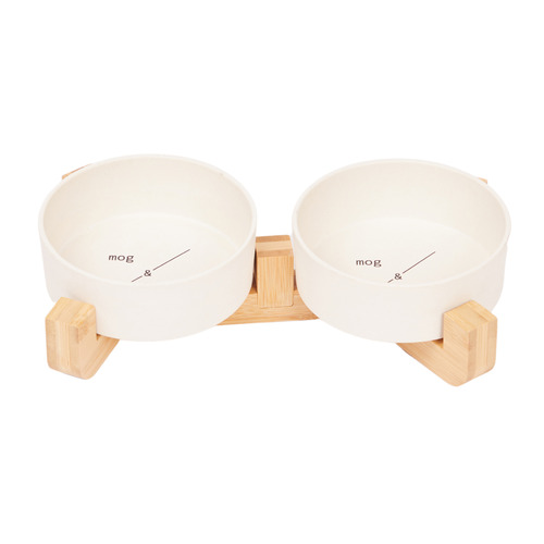 Mog&Bone Double Bamboo Cat Bowl with Stand | Temple & Webster