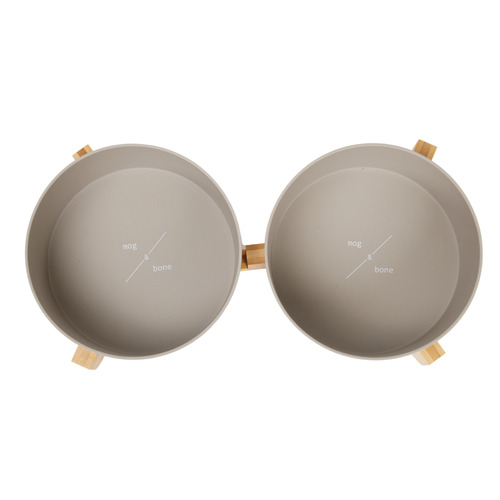 Double Bamboo Dog Bowl with Stand