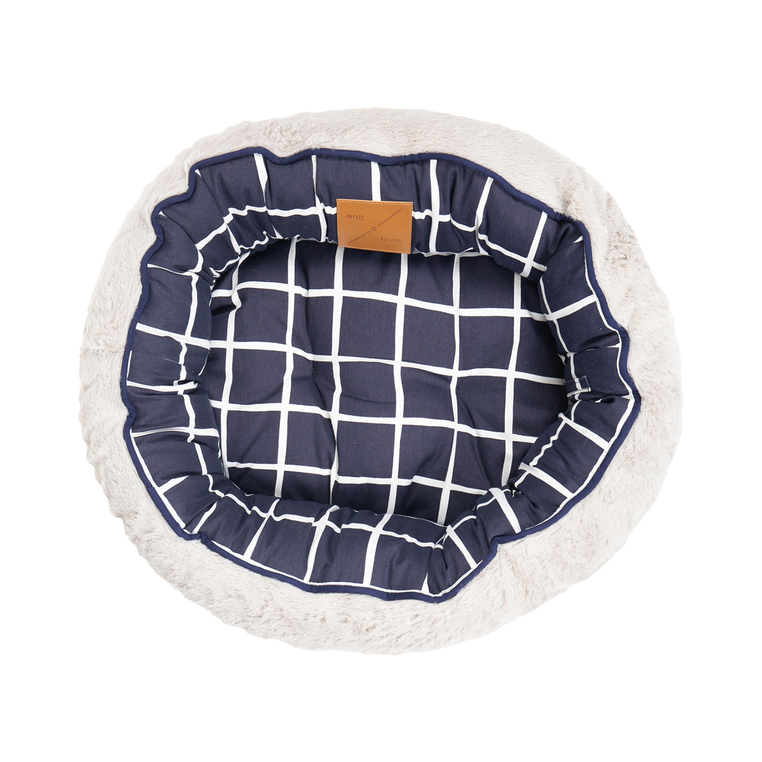 Navy Check Cotton Reversible Cat Bed