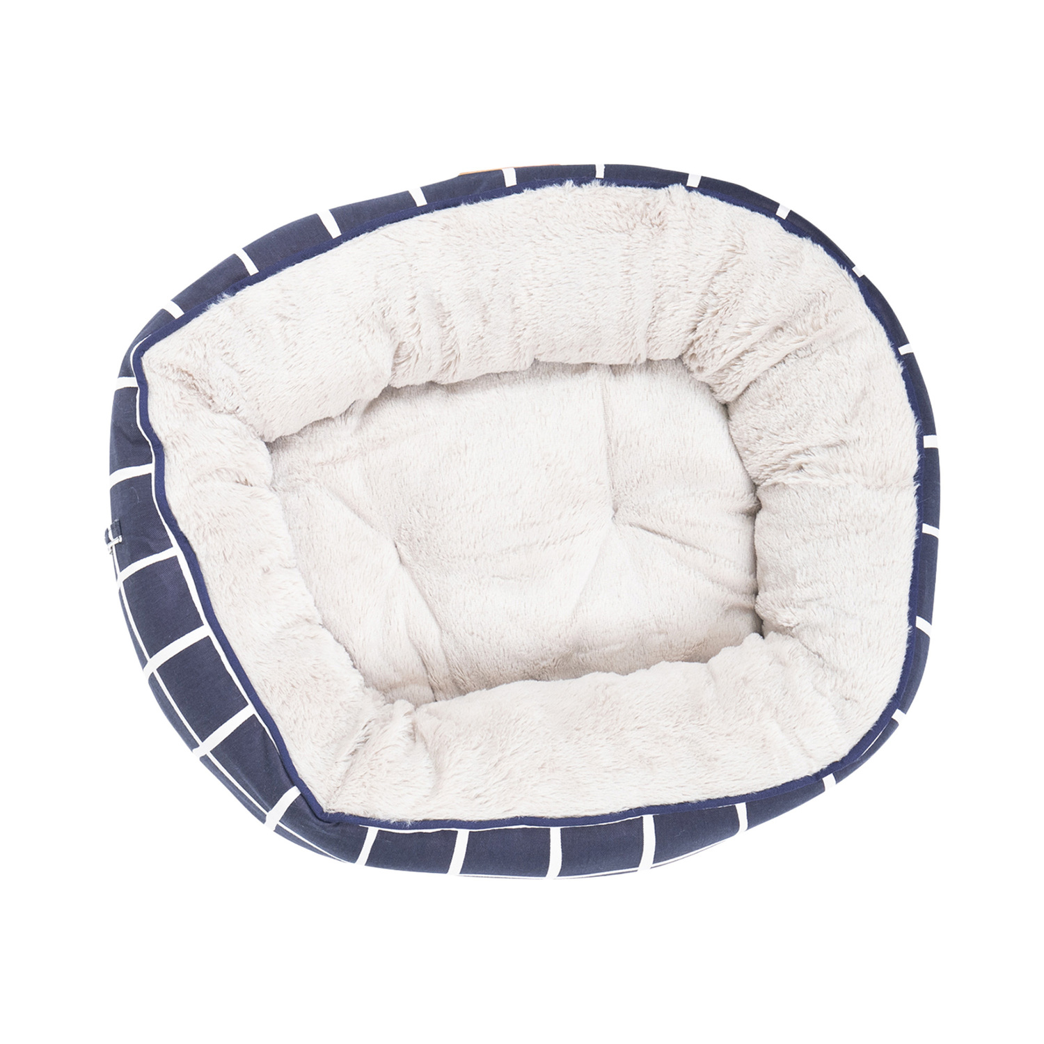 Navy Check Cotton Reversible Cat Bed
