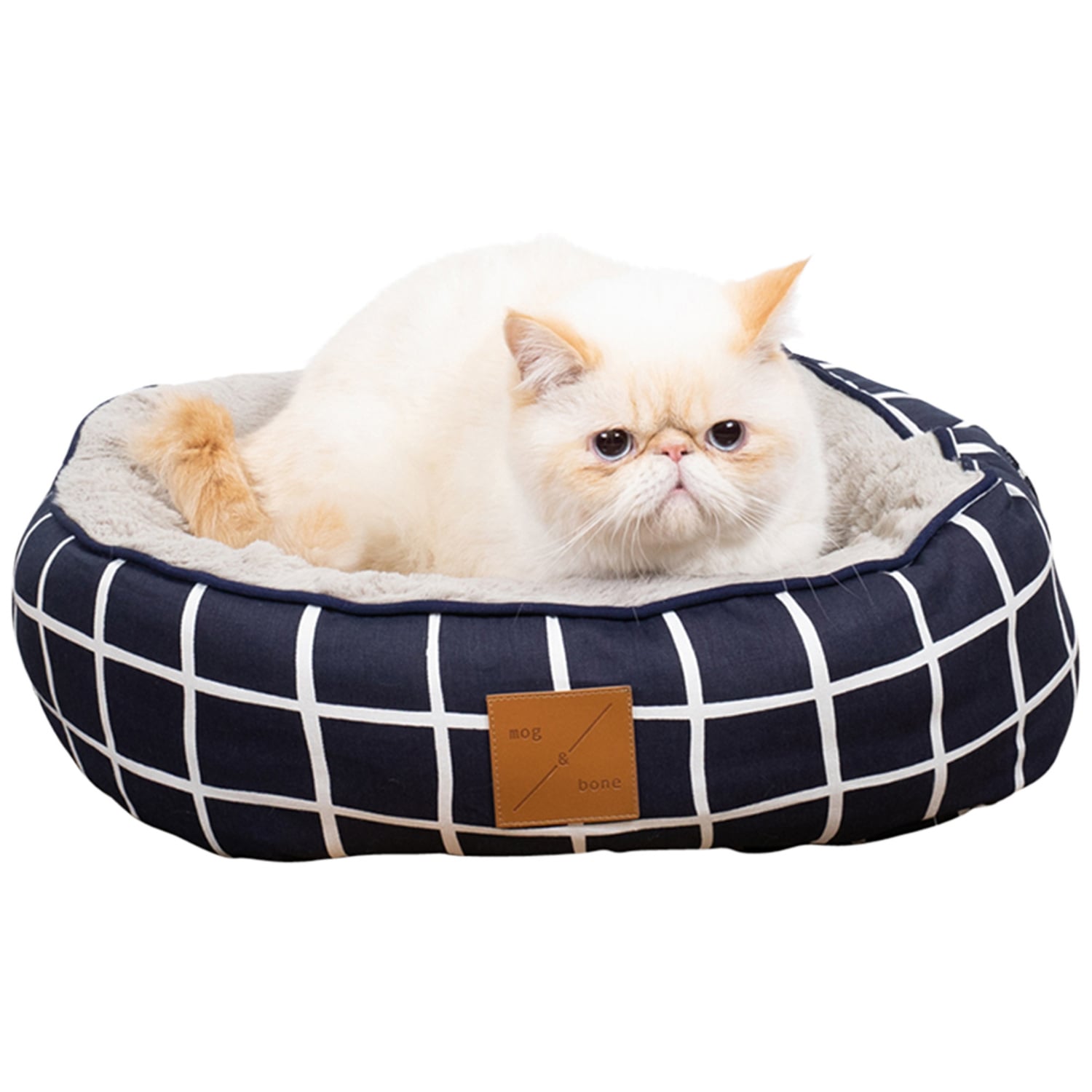 Navy Check Cotton Reversible Cat Bed