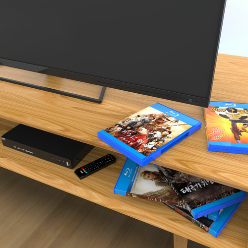 Black MultiRegion BluRay Player with Remote Control Temple & ster