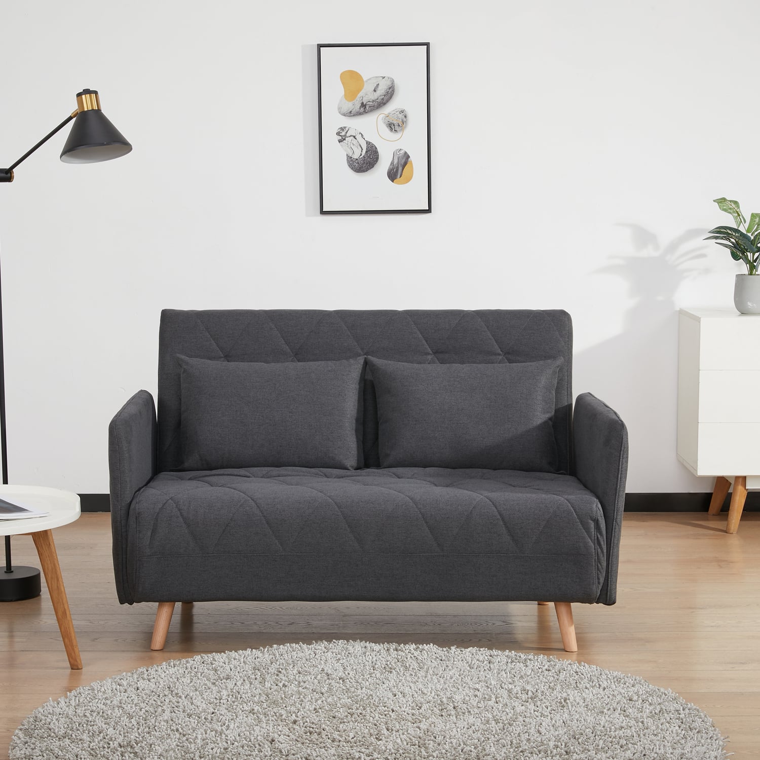 Charcoal Liam Upholstered Sofa Bed
