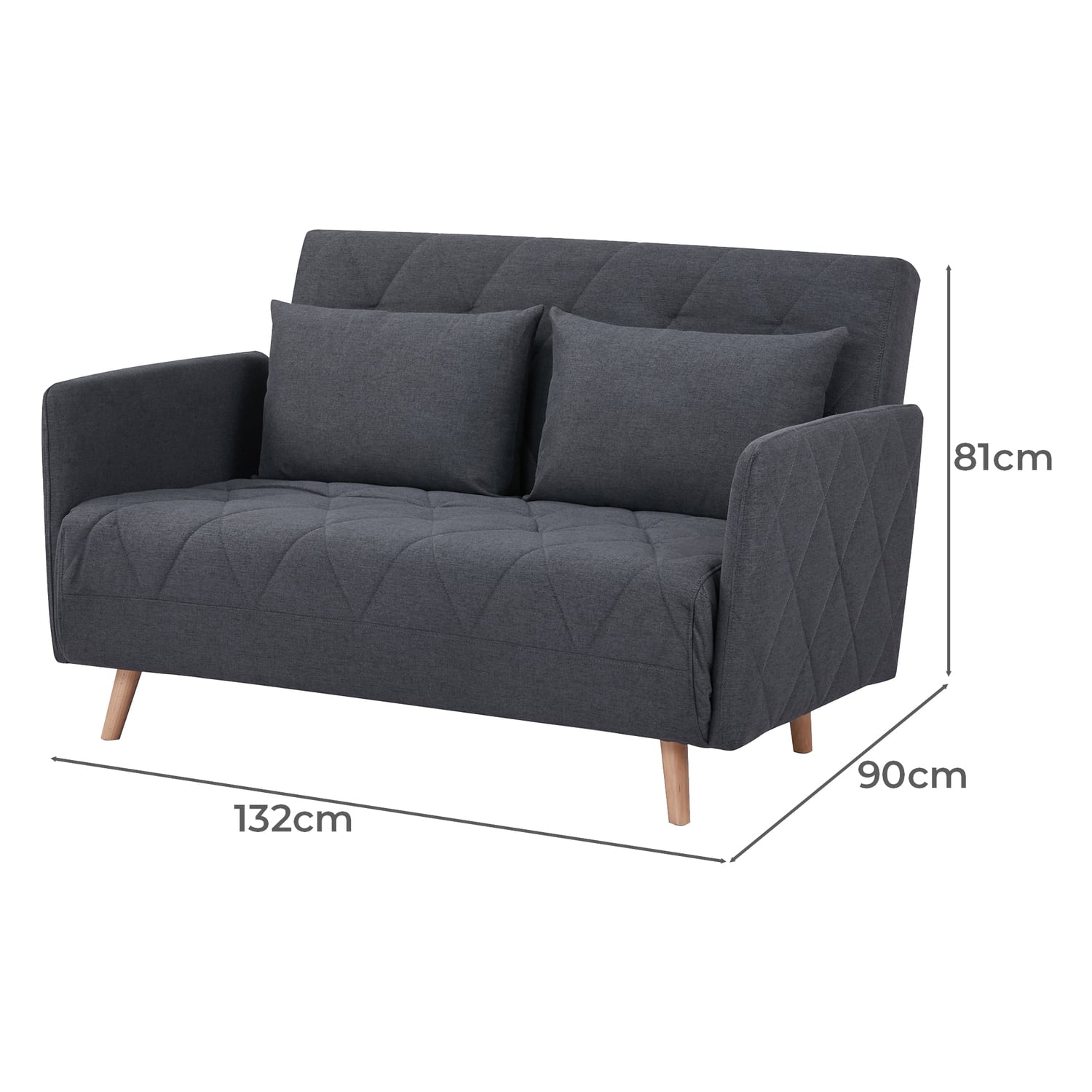 Charcoal Liam Upholstered Sofa Bed