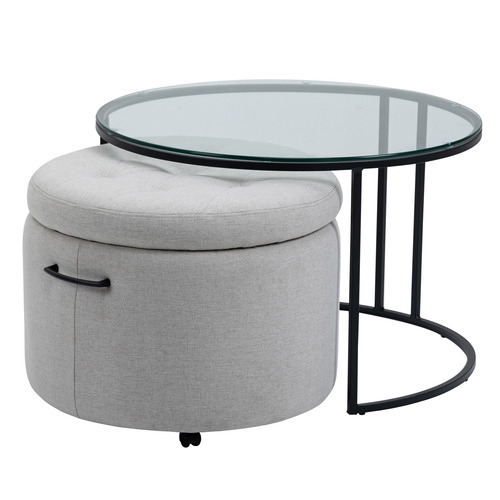 PalmgroveLane 2 Piece Beatrice II Coffee Table & Ottoman Set Temple