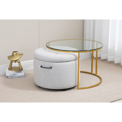 PalmgroveLane 2 Piece Beatrice Coffee Table & Ottoman Set Temple