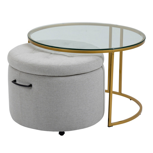 PalmgroveLane 2 Piece Beatrice Coffee Table & Ottoman Set Temple