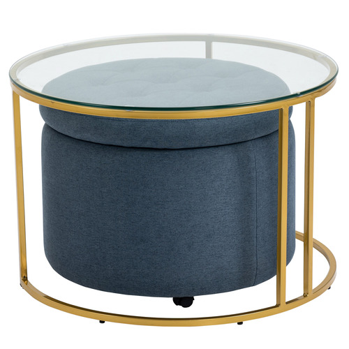 PalmgroveLane 2 Piece Beatrice Coffee Table & Ottoman Set Temple