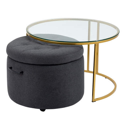 PalmgroveLane 2 Piece Beatrice Coffee Table & Ottoman Set Temple