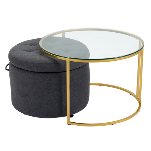 PalmgroveLane 2 Piece Beatrice Coffee Table & Ottoman Set Temple