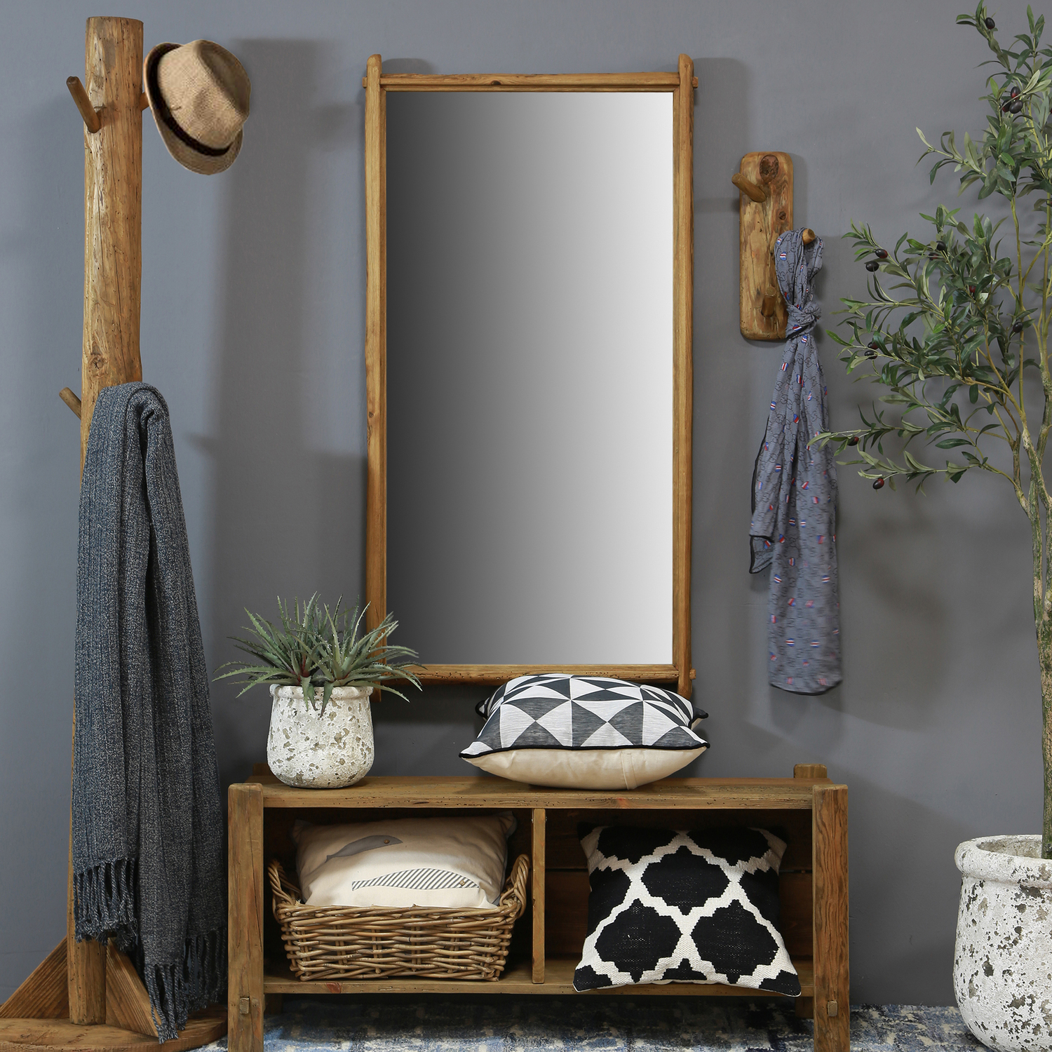 Ethan Recycled Pine Wood Wall Mirror