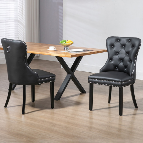 PalmgroveLane Farum Genuine Leather Dining Chairs Temple & ster