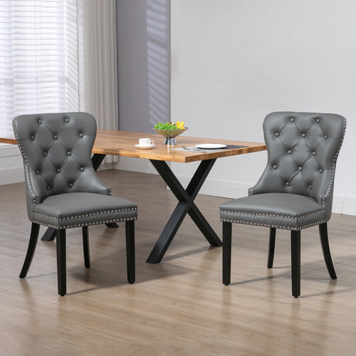 PalmgroveLane Farum Genuine Leather Dining Chairs Temple & ster