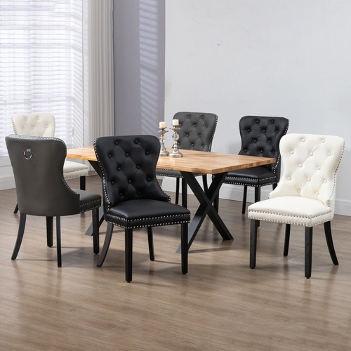 PalmgroveLane Farum Genuine Leather Dining Chairs Temple & ster