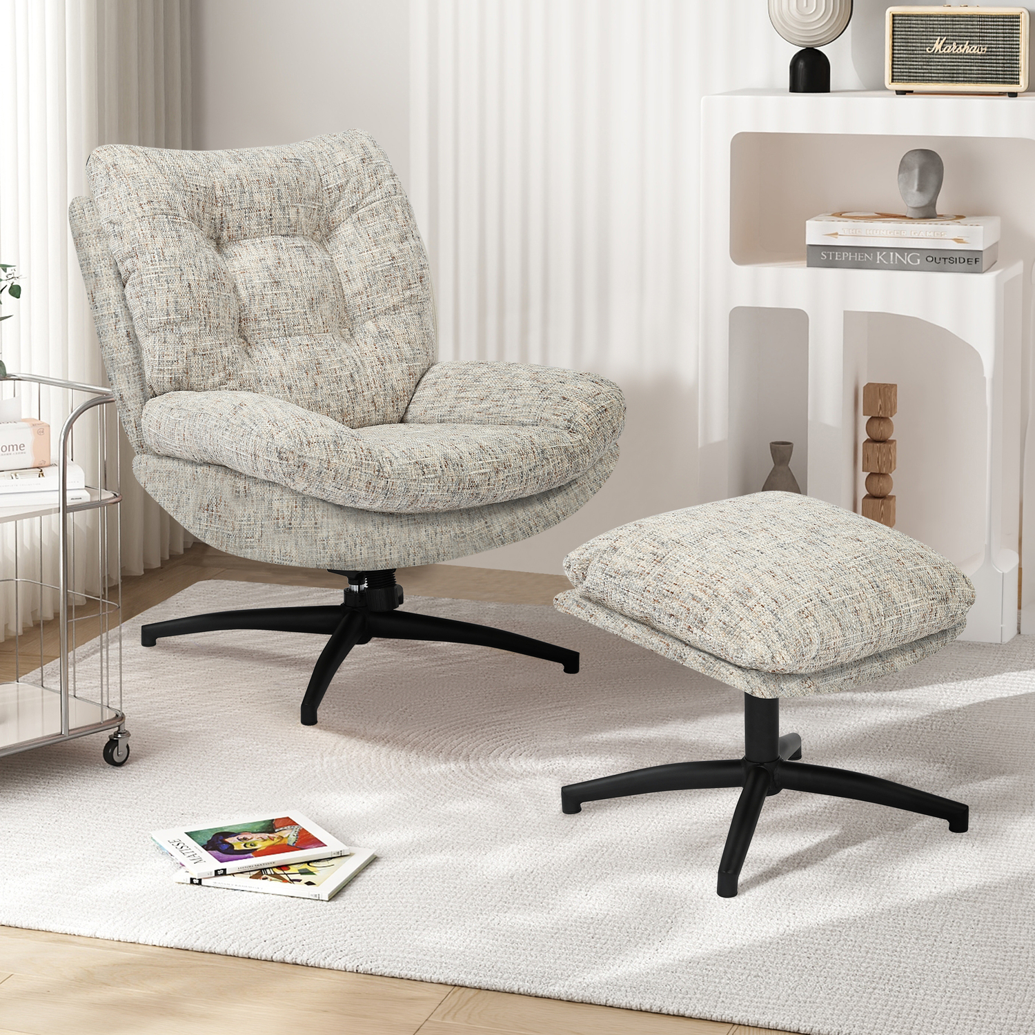 2 Piece Zea Swivel Chair & Footstool Set