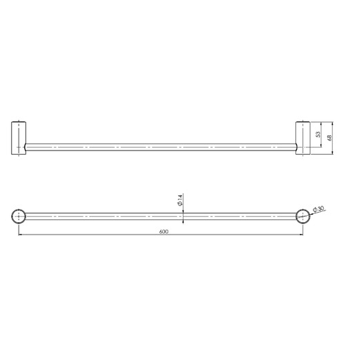 Vivid Slimline Single Bar Towel Rail