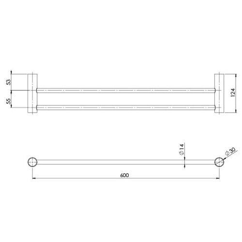 Vivid Slimline Double Bar Towel Rail