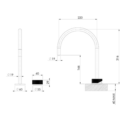2 Piece Axia Gooseneck Spout & Hob Sink Mixer Tap Set