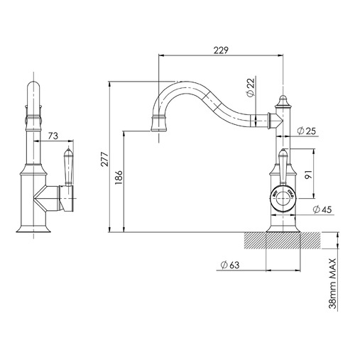 Nostalgia Shepherd's Crook Sink Mixer Tap
