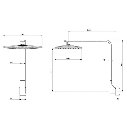 2 Piece NX Cape Shower Head & Arm Set