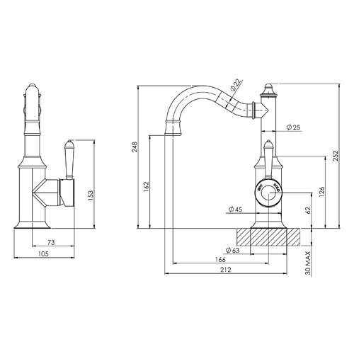 Nostalgia Shepherd's Crook Basin Mixer Tap