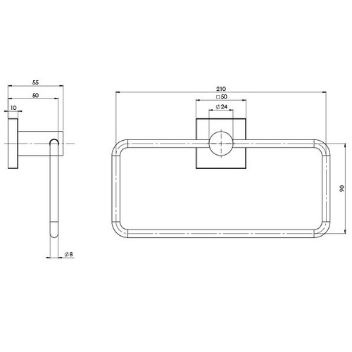 Square Radii Hand Towel Holder
