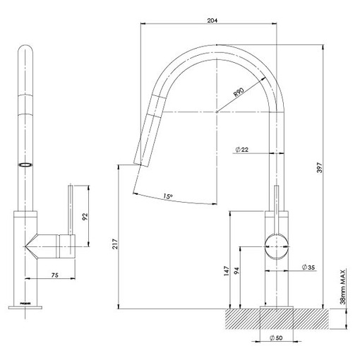 Vivid Slimline Pull-Out Sink Mixer