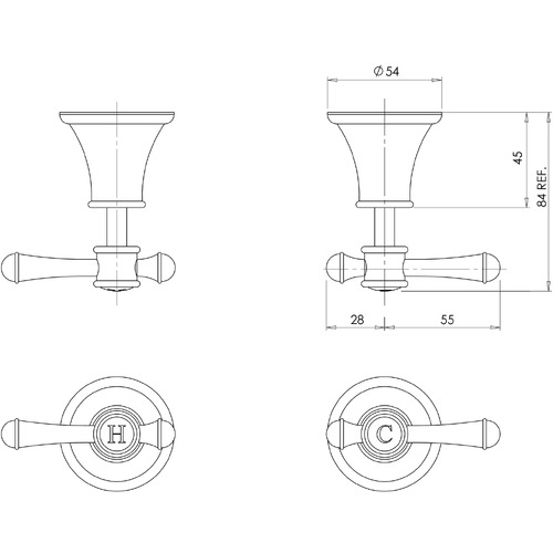 2 Piece Nostalgia Lever Wall Mixer Set