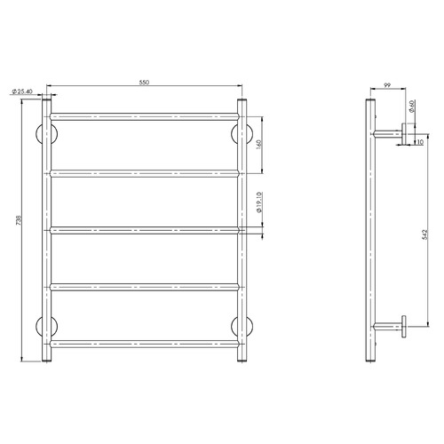 Round Radii Towel Rail