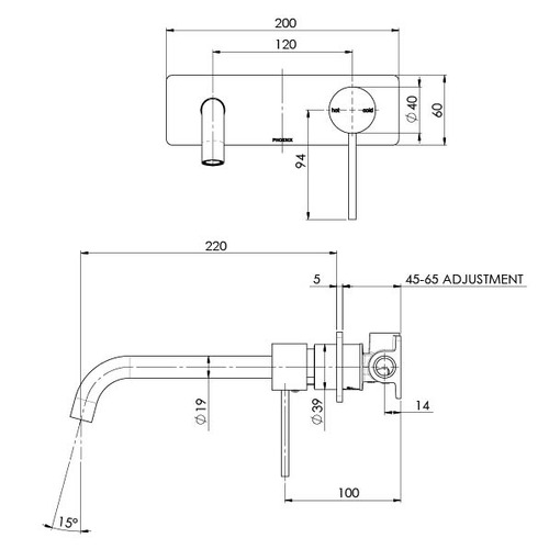 Vivid Slimline Spout & Wall Mixer Tap