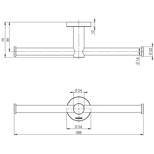 Round Radii Double Bar Toilet Roll Holder