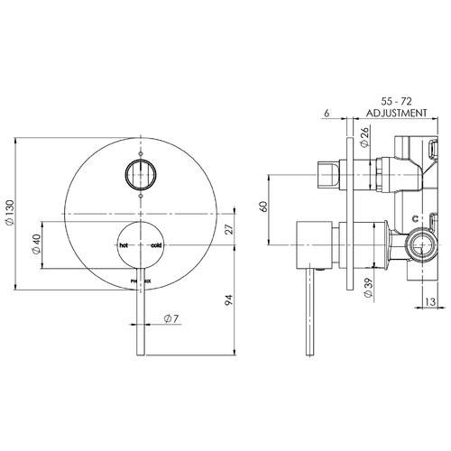 Vivid Slimline Diverter Mixer