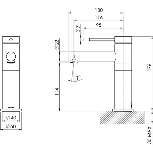 Vivid Slimline Steel Basin Mixer Tap
