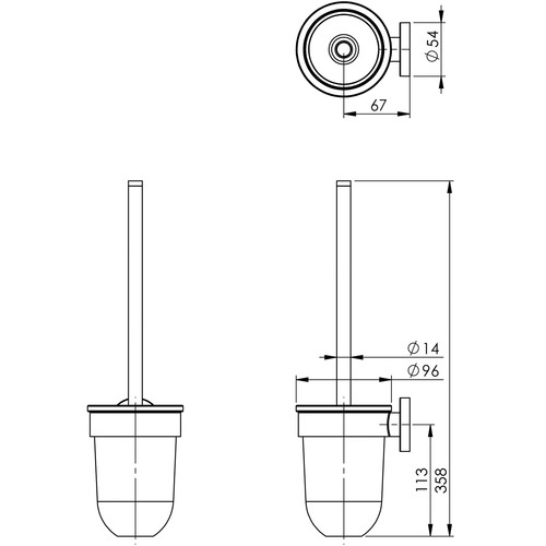 2 Piece Round Radii Toilet Brush & Holder Set