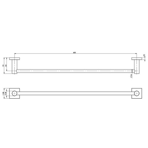 Square Radii Single Bar Towel Rail