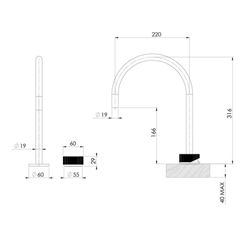 Axia Gooseneck Spout & Hob Kitchen Mixer Set