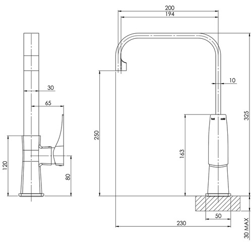 Argo Squareline Kitchen Sink Mixer | Temple & Webster