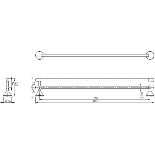Ivy Double Bar Brass Towel Rail