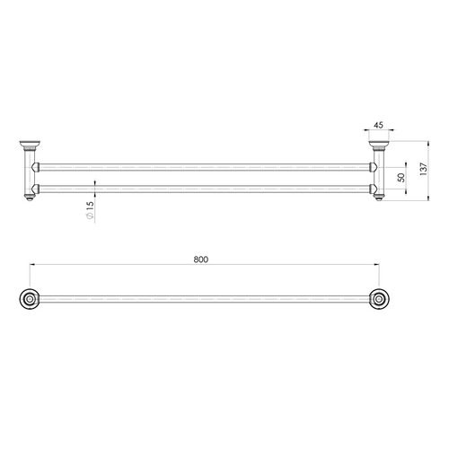 Cromford Double Bar Brass Towel Rail