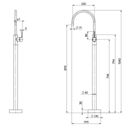Vivid Slimline Oval Floor Mounted Bath Mixer