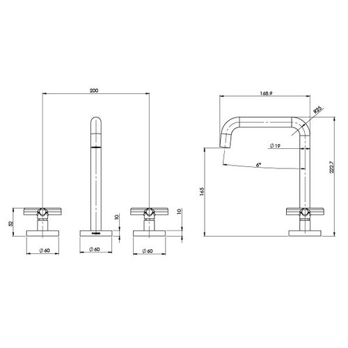 Vivid Slimline Plus Basin Spout & Cross Mixer Set