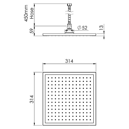 Vivid Slimline Square Flush Mount Ceiling Shower