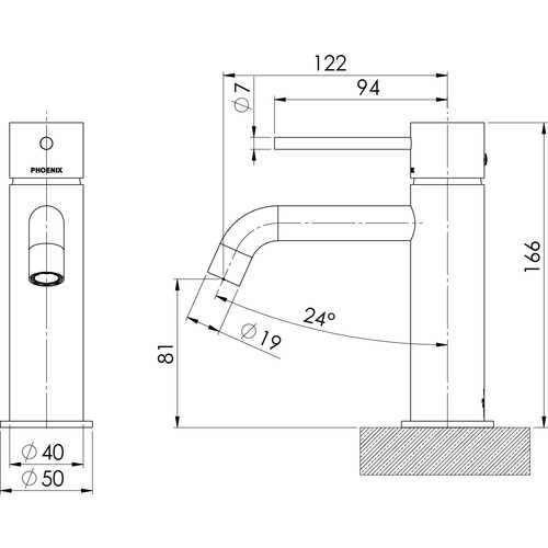 Vivid Slimline Curved Basin Mixer Tap